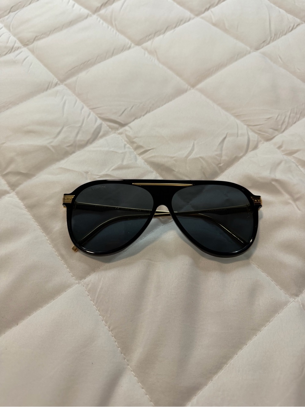 Louis Vuitton Black and Gold Aviator Sunglasses